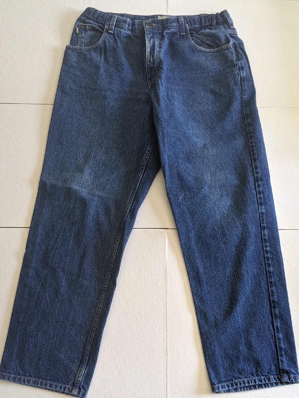 L.L. Bean Men's Comfort Waist Straight Leg Jeans in Dark Blue Denim 36x32